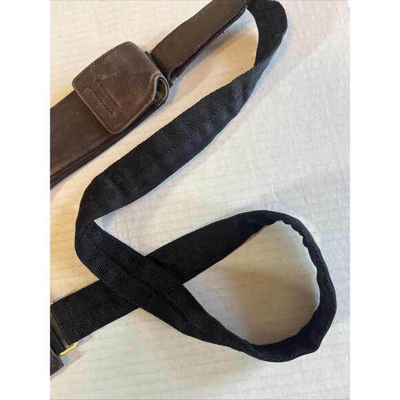 Vintage Nine West Crossbody Bag Unisex Brown Leather Slim Line Wide Strap - Picture 15 of 15